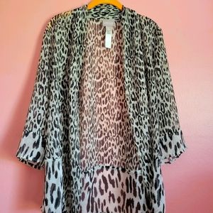 Chico's Sheer Cheetah Print Cardigan, 1 /L NWOT